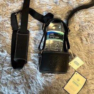 Vintage COACH Black Leather Atlanta Olympics 1996 Bottle Holder Crossbody NWT